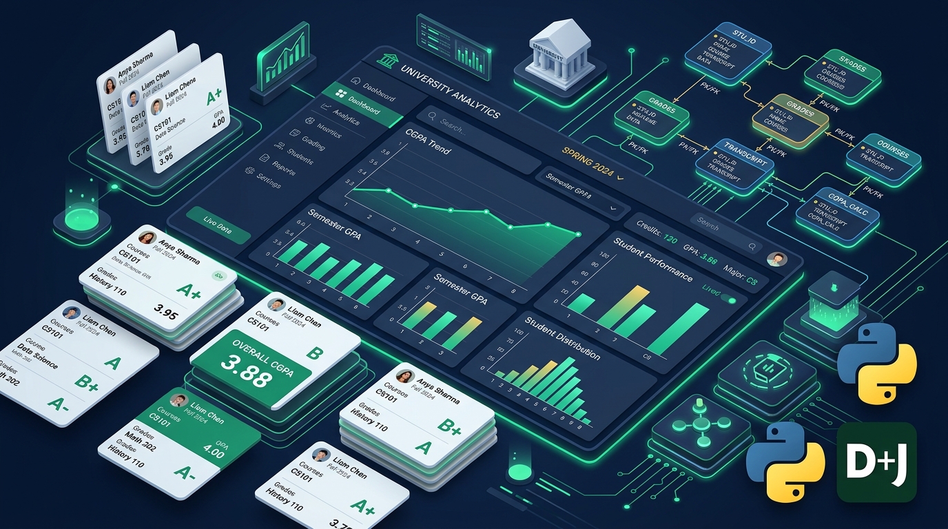 Academic GPA and CGPA analytics architecture and database schema in Django