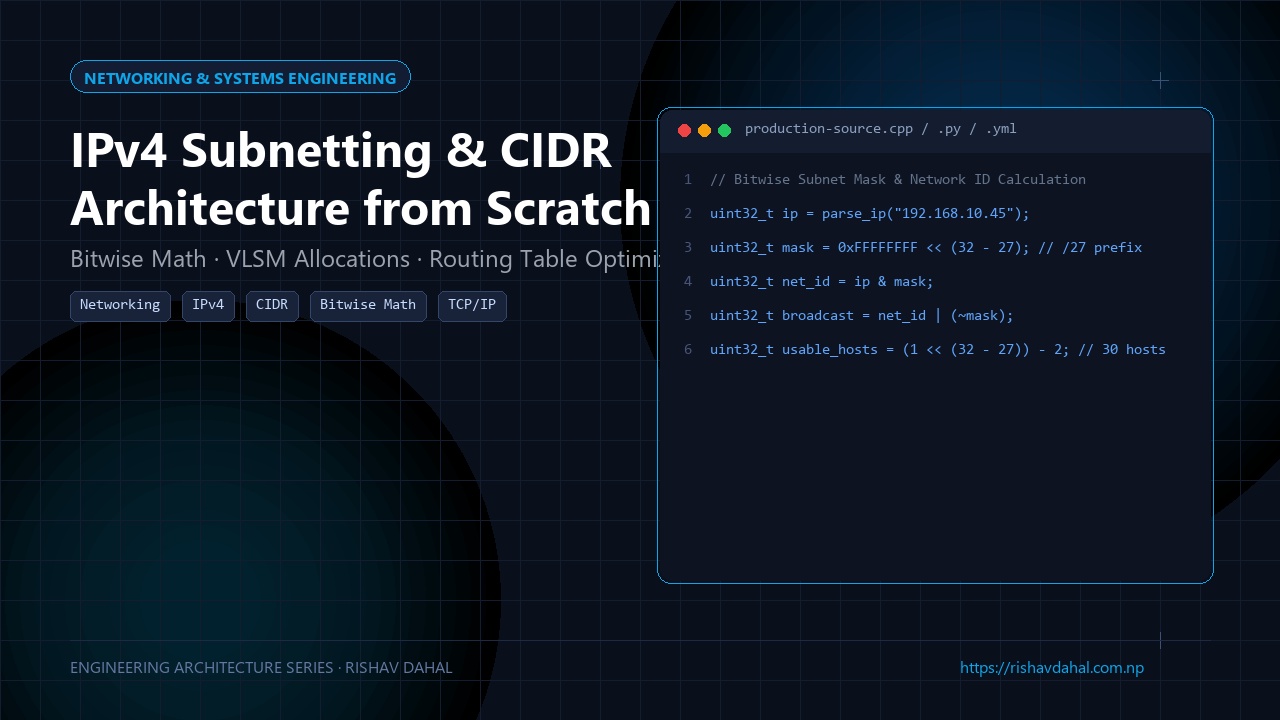 IPv4 Subnetting and CIDR bitwise architecture and network mask calculation breakdown