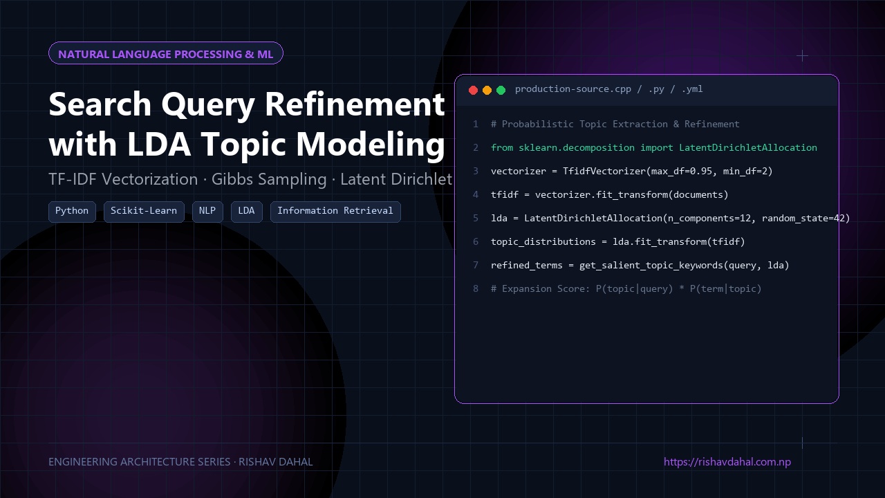Probabilistic topic modeling and search query refinement with Latent Dirichlet Allocation