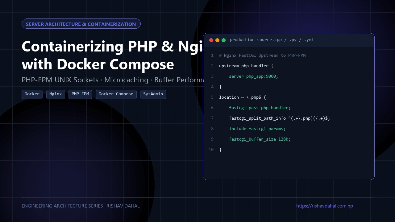 Full-stack PHP and Nginx container architecture with Docker Compose and FastCGI proxying